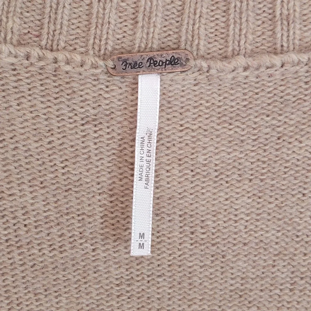 Free People Oversize Vest Medium Loose Fit Baggy V-Neck Wool Baggy Brown Sweater